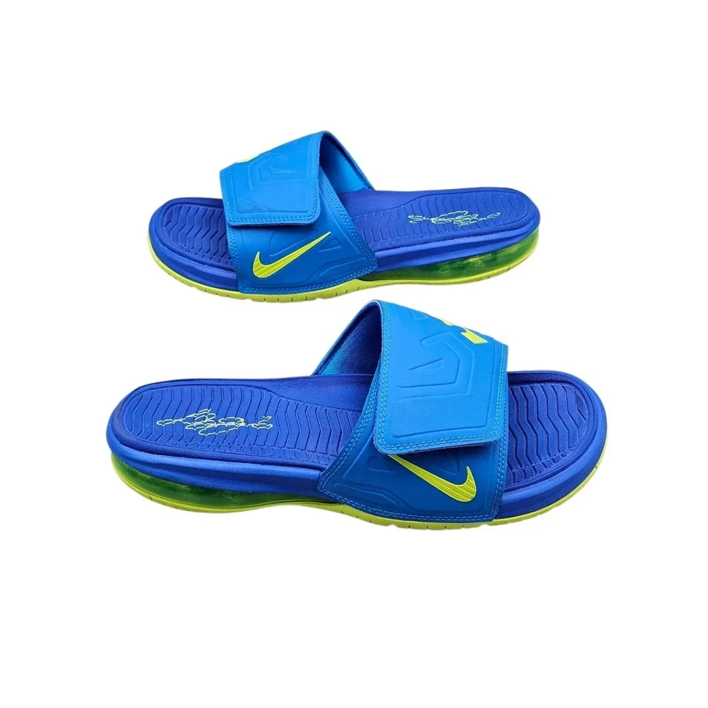 Nike Mens Size 8 EUC Air Lebron Slide 3 Elite Photo Blue Volt Sandals Flip Flops